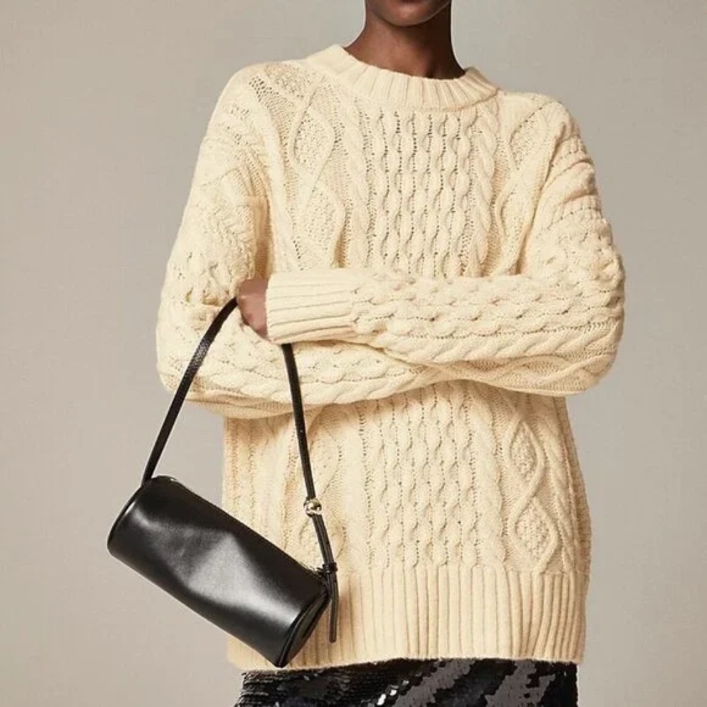 J Crew Oversized Cable Knit Crewneck Sweater Size S/M